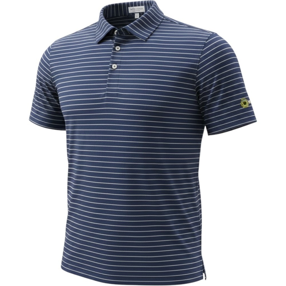 Peter Millar Summer Comfort Polo Shirt XL Navy Blue Striped O'Neal Steel Logo